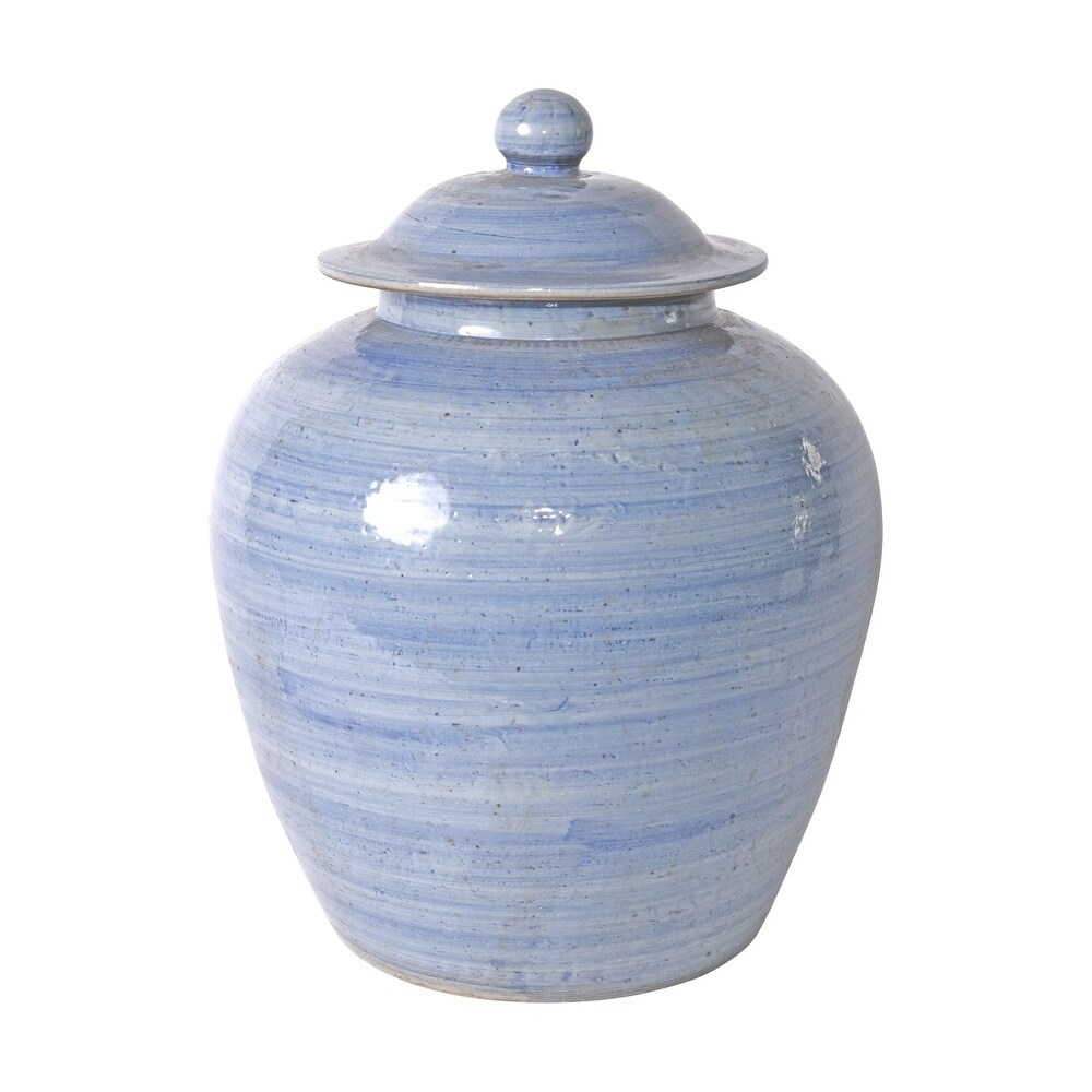 Denim Blue Village Lidded Jar   14x14x19