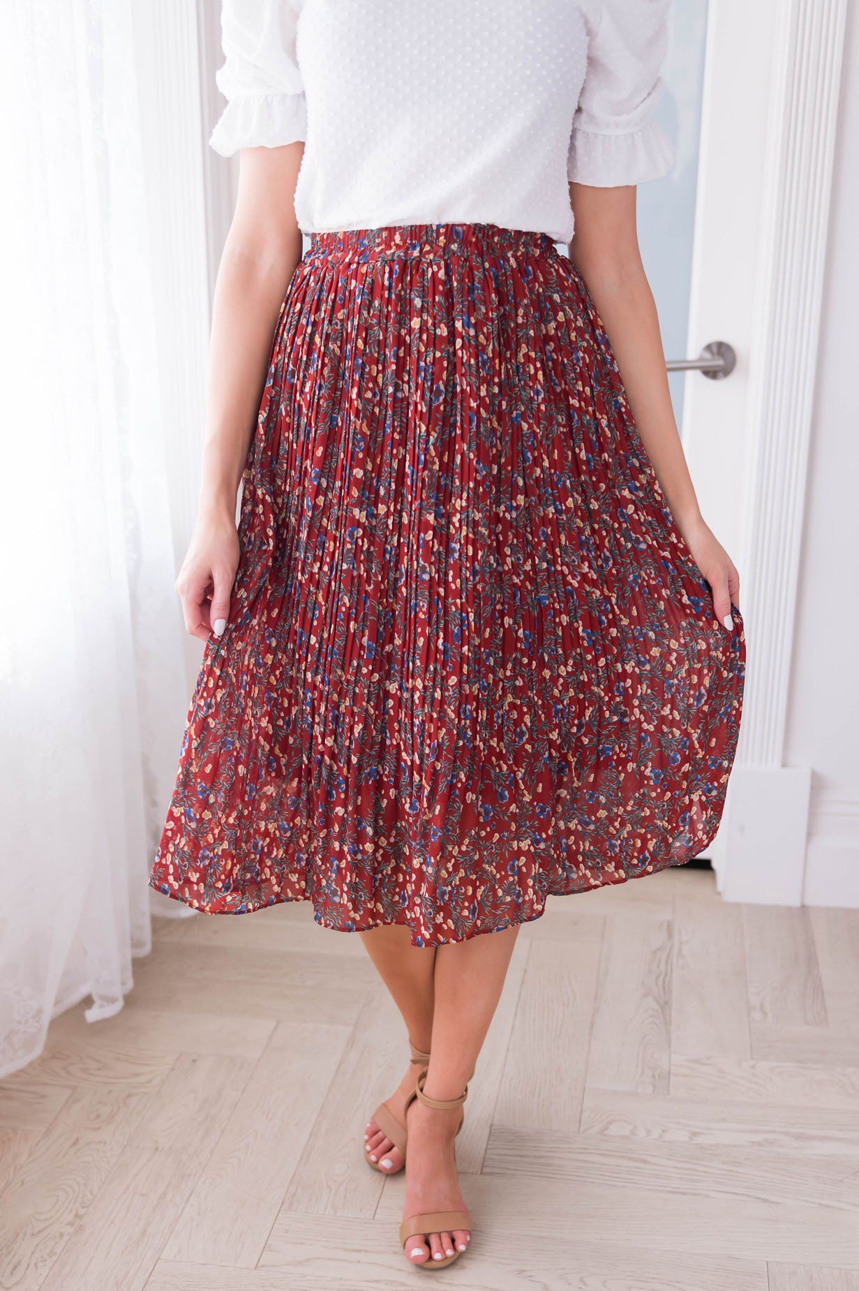 Fall Blooms Modest Pleat Skirt