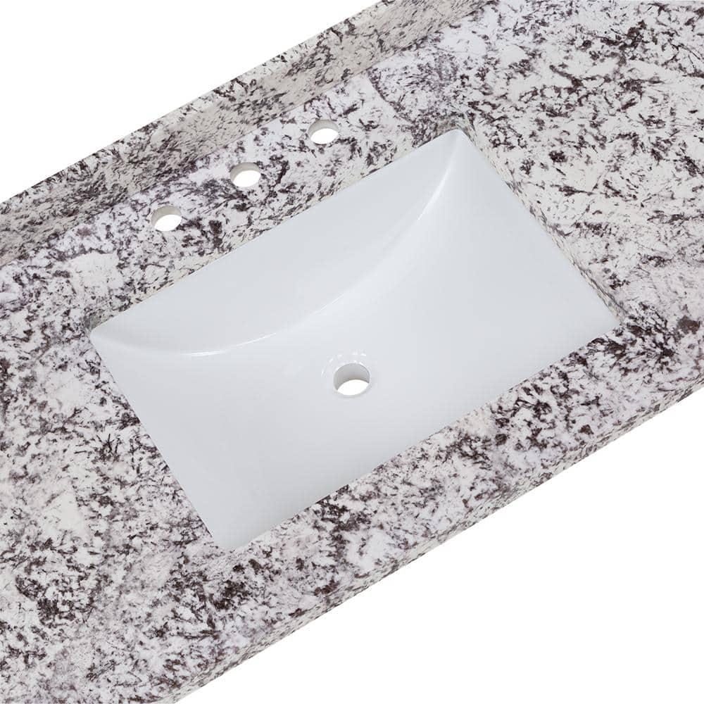 Home Decorators Collection 49 in W x 22 in D Stone Effects Cultured Marble Vanity Top in Bianco Antico with Undermount White Sink