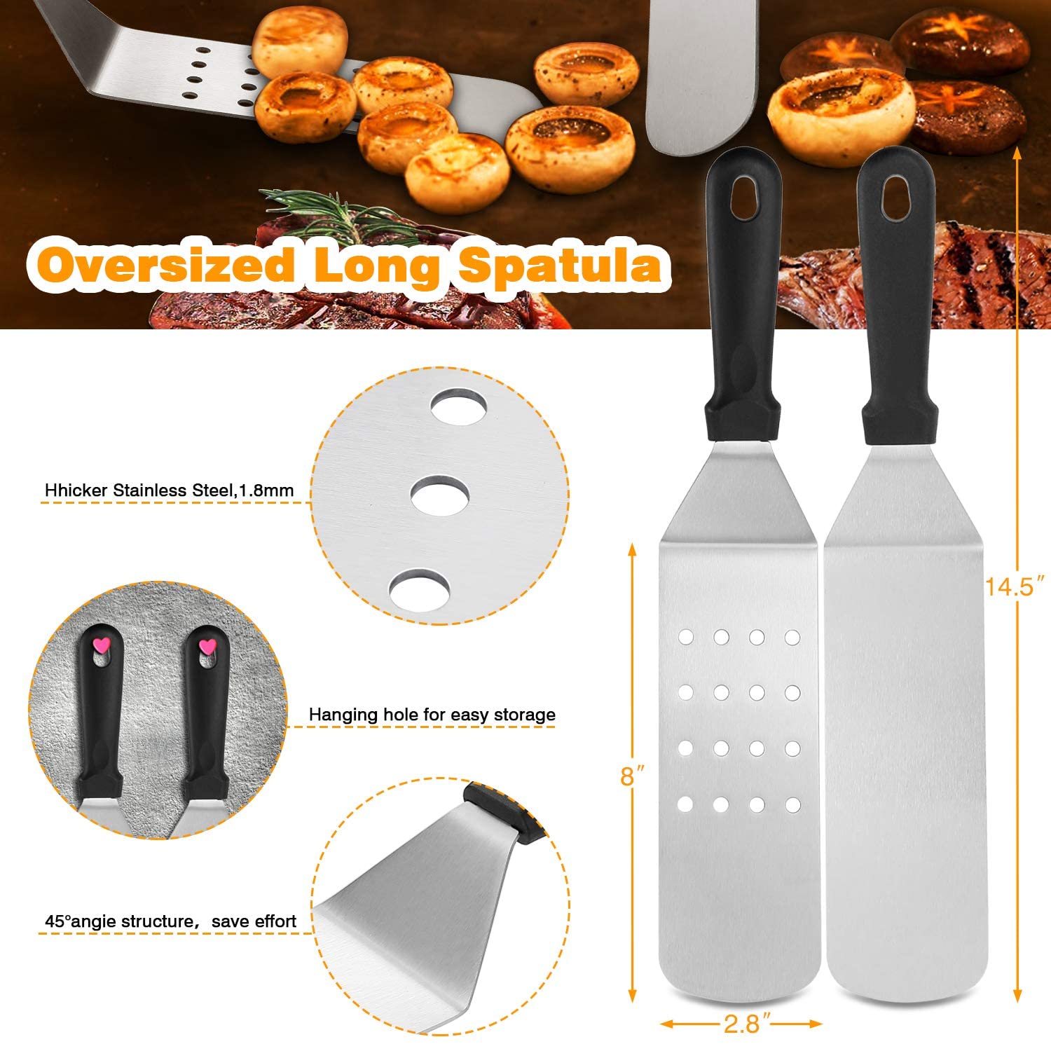 Griddle Flat Top Grill Accessories BBQ Tools Gift Kit Melting Dome Lid + Spatulas + Scraper + Egg Rings + Burger Press + Squirt Bottles + Carrying Bag