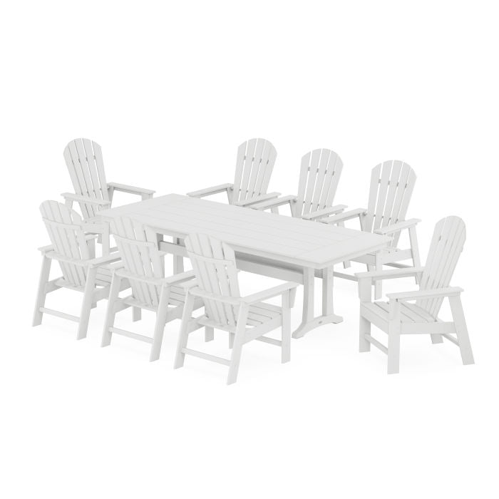 Polywood South Beach 9-Piece Farmhouse Dining Set with Trestle Legs PWS1457-1