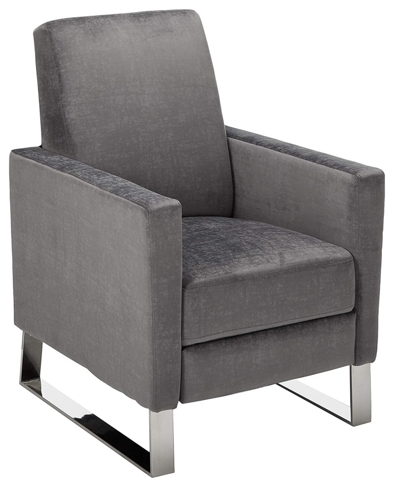 Modern Recliner Chair  Stainless Steel Legs With Padded Seat  ampTrack Arms  Gray   Contemporary   Recliner Chairs   by Declusia  Houzz