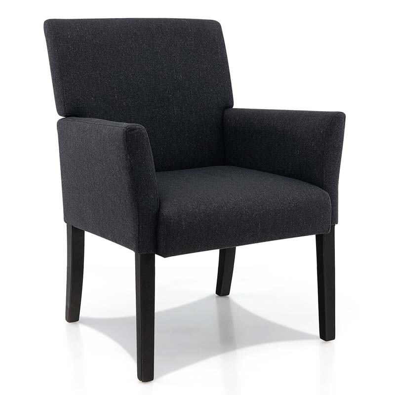 Fabric Upholstered Executive Guest Chair with Rubber Wood Legs, Reception Armchair for Meeting Room Office