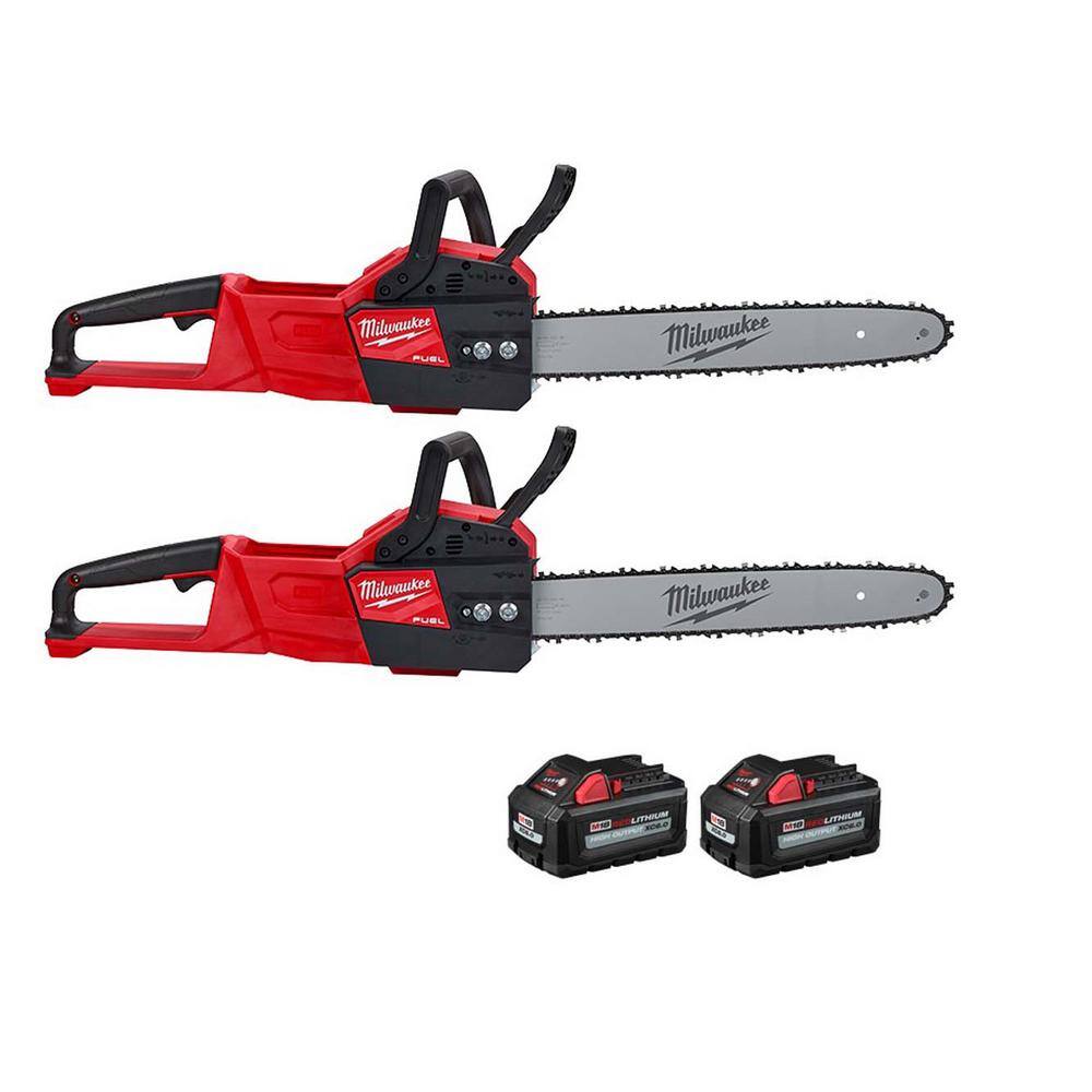 MW M18 FUEL 16 in. 18-Volt Lithium-Ion Brushless Battery Electric Chainsaw with Two M18 6Ah High Output Batteries (2-Tool) 2727-20-2727-20-48-11-1862