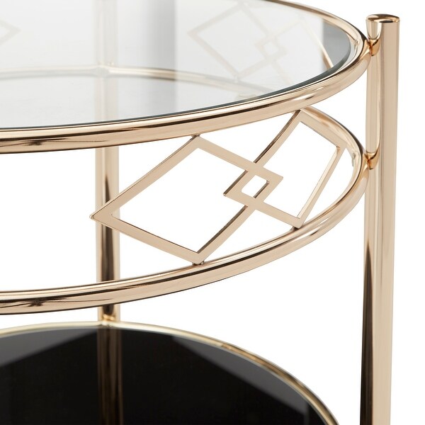 Metropolitan Rose Gold Finish Black Tempered Glass Metal End Table by iNSPIRE Q Bold