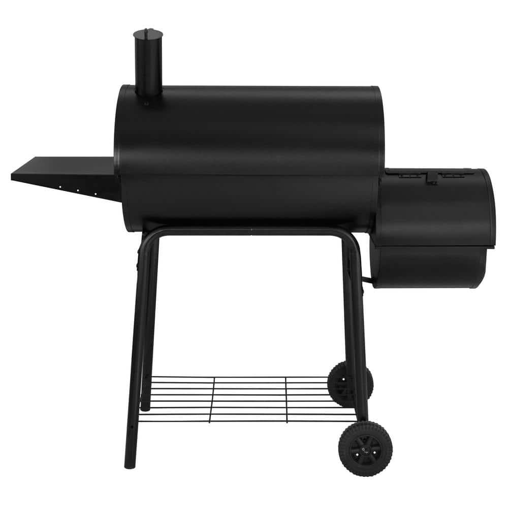 Royal Gourmet Charcoal Grill with Offset Smoker and Side Table in Black plus a Cover