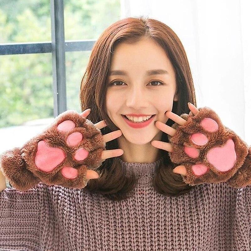 Women Winter Warm Half Finger Gloves