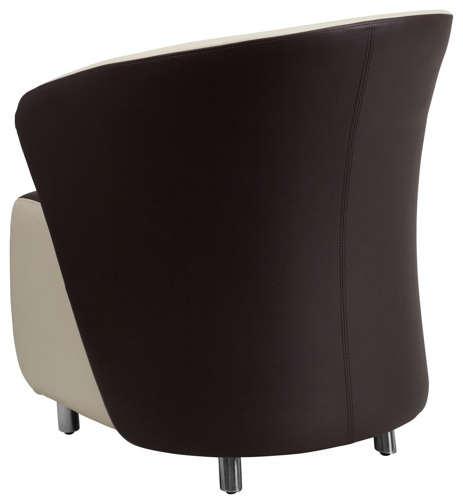 Dark Brown Leather Lounge Chair With Beige Detailing   Contemporary   Armchairs And Accent Chairs   by BisonOffice  Houzz