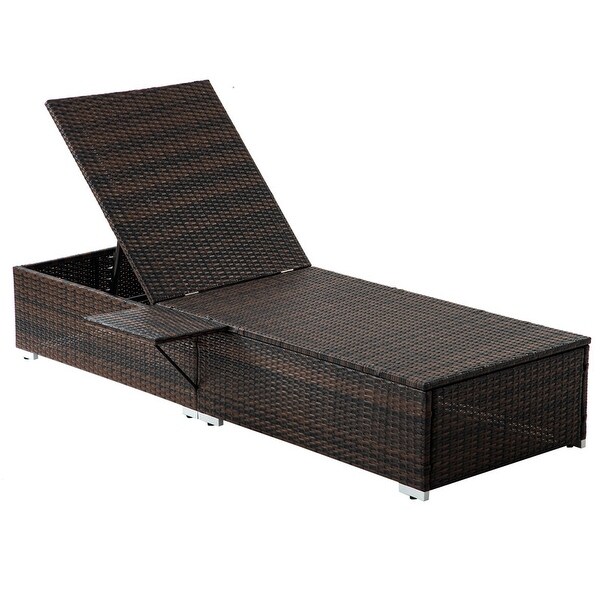 2-Piece Rattan Wicker Patio Chaise Lounge Set with 5 Backrest Angles