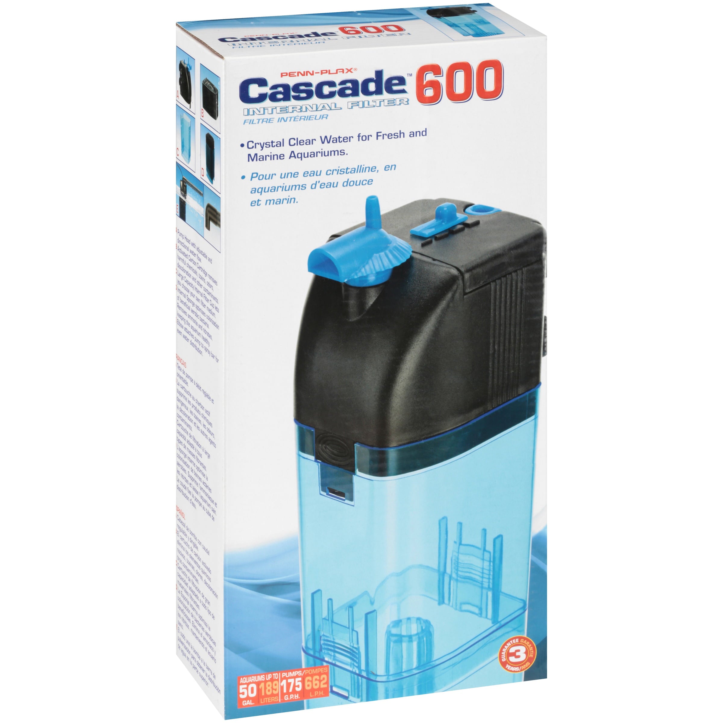 Penn-Plax Cascade 600 Fully Submersible Internal Aquarium Filter