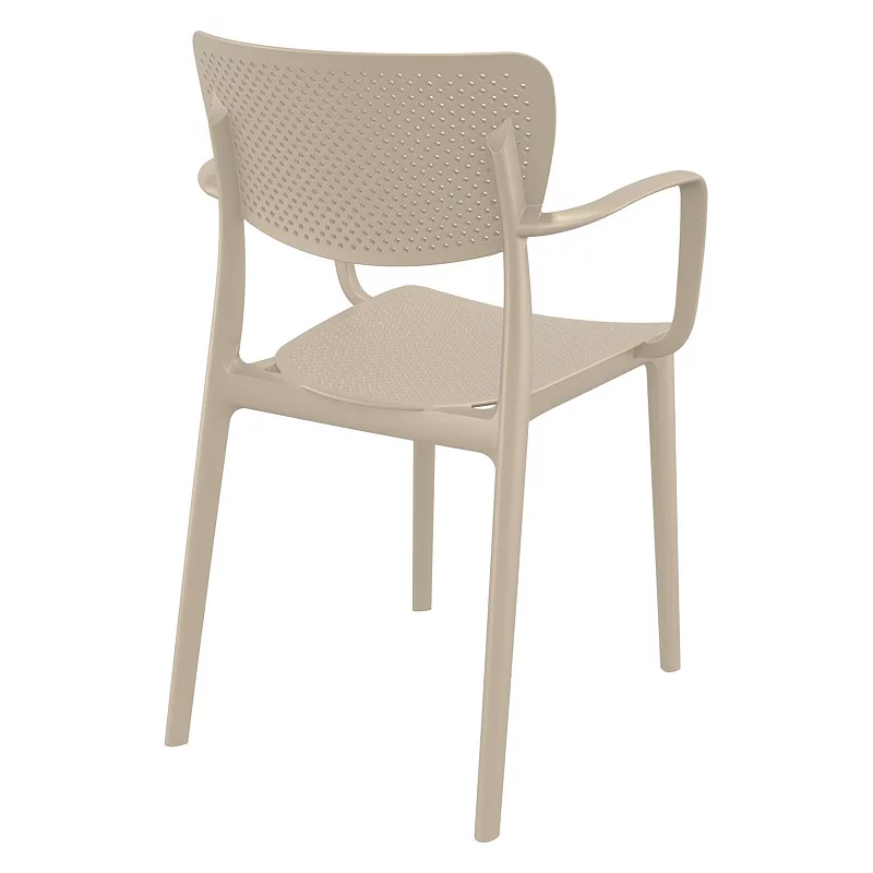 33 Taupe Brown Stackable Patio Dining Arm Chair