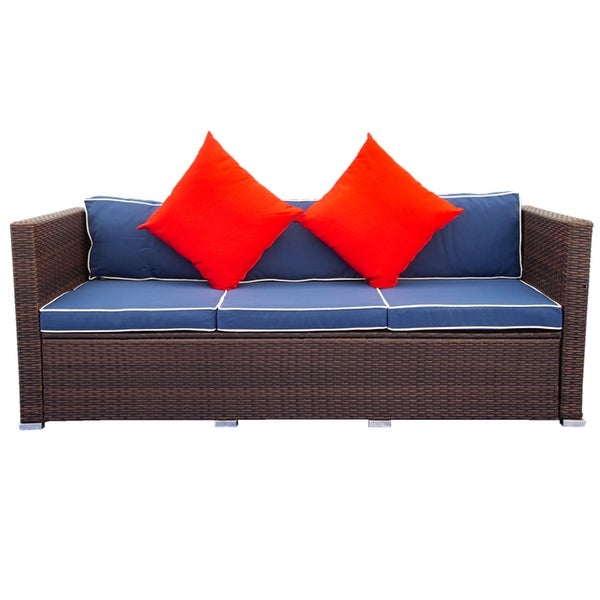 3-Piece Patio Sectional Wicker Rattan Sofa Set - Overstock - 37500092