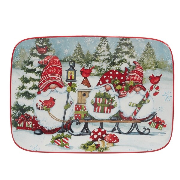 Certified International Christmas Gnomes Rectangular Platter 14 x 10