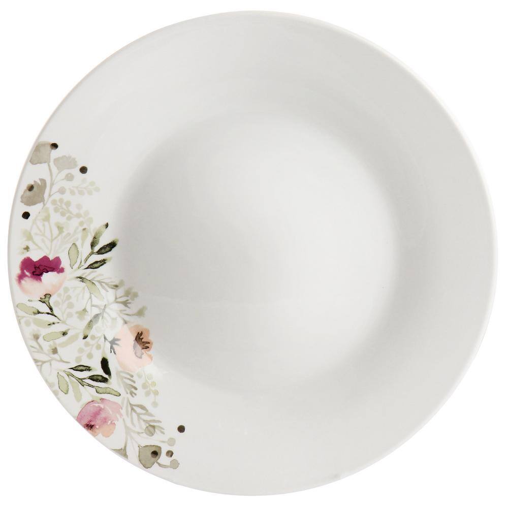 GIBSON HOME Lily Garden Ceramic 12-Piece White and Pink Dinnerware Set 985117628M