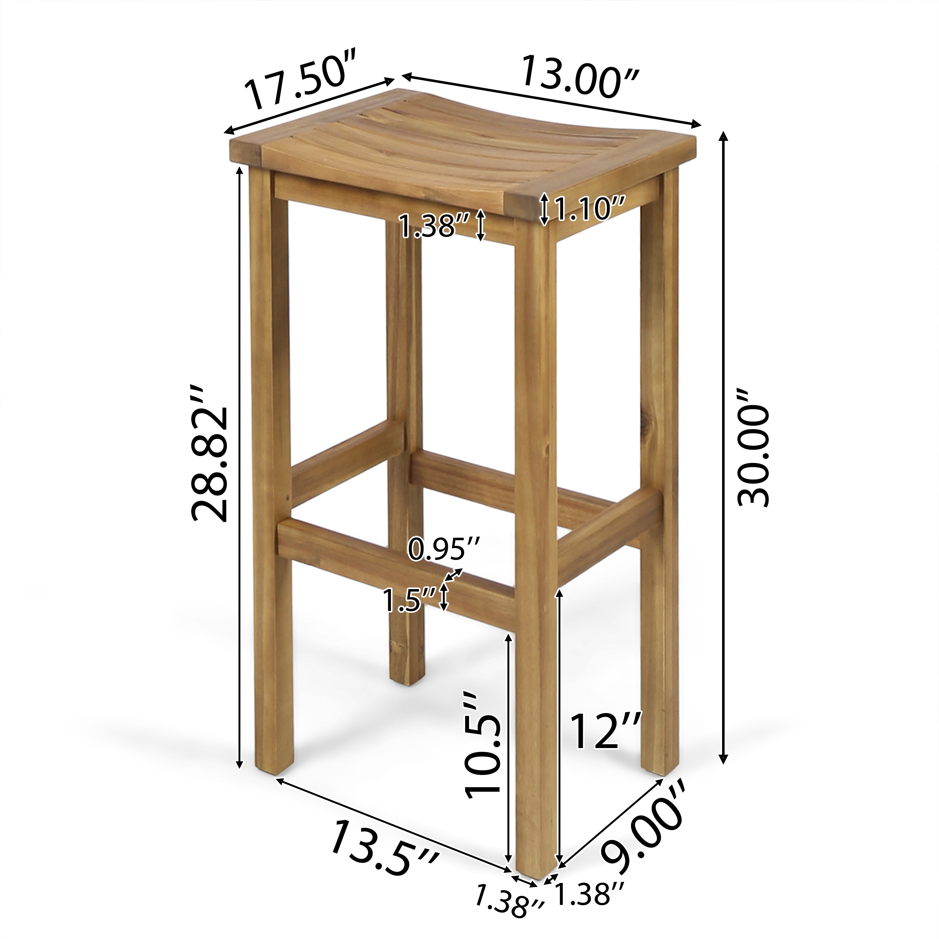 Pensacola Outdoor 30 Inch Acacia Wood Barstools