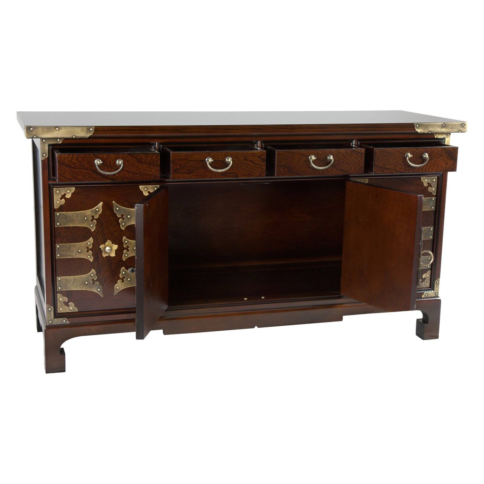 Oriental Furniture Korean Antique Style Coffee Table Low Chest, Cabinet, , Eastern Craftsmanship, 41.75"Wx 22"H