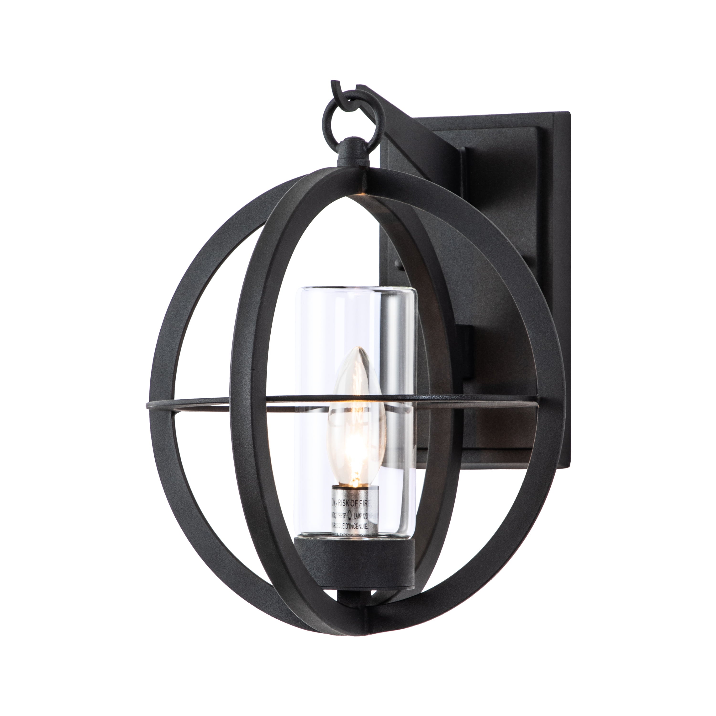 C Cattleya 1-Light Matte Black Finish Global Outdoor Wall Sconce Wall Light fixture