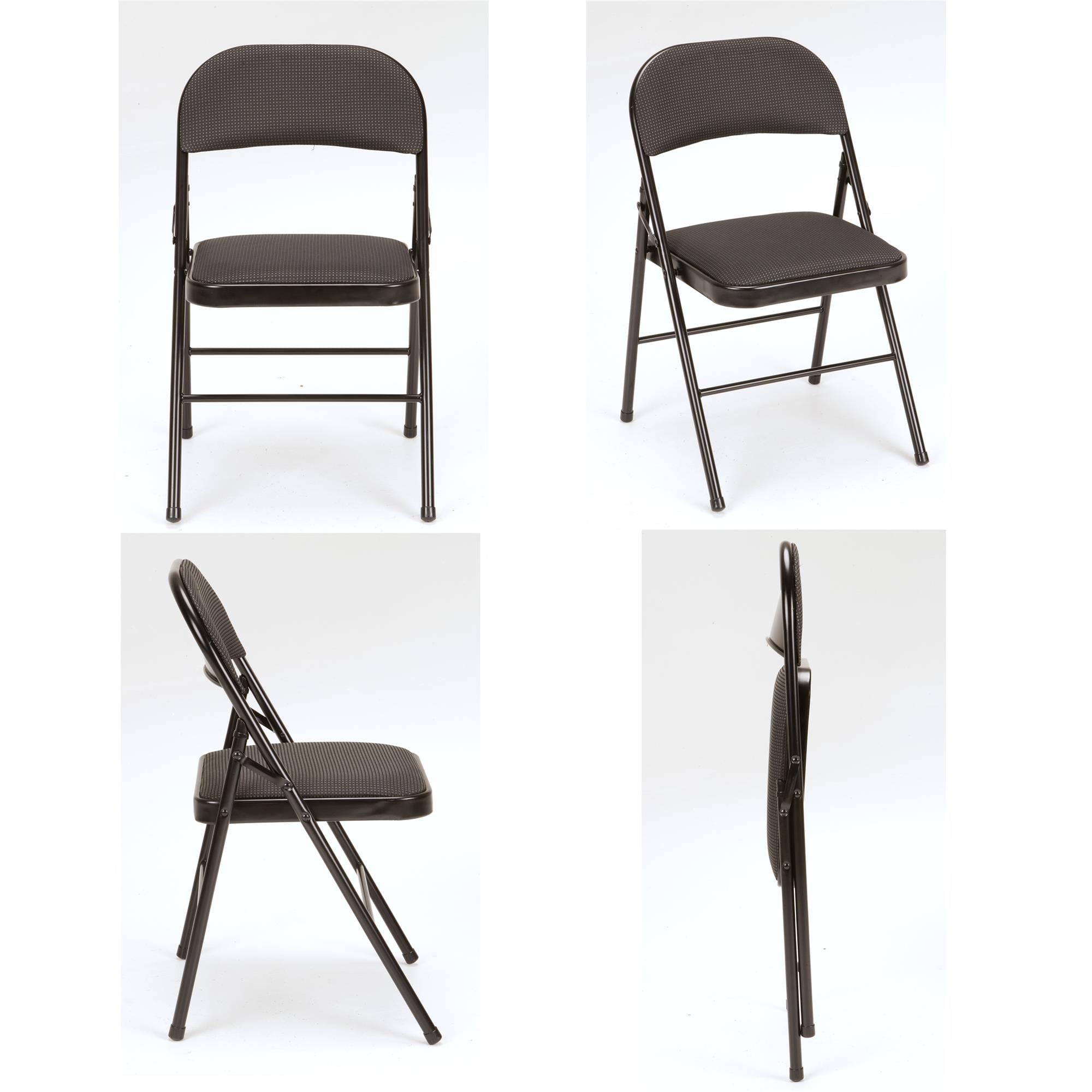 Mainstays Fabric Padded Folding Chair, Black, 4 Count