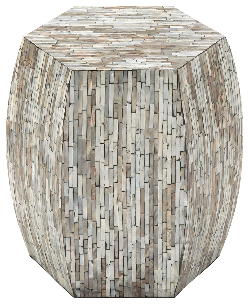 Contemporary Multi Colored Mother Of Pearl Accent Table 49096   Beach Style   Side Tables And End Tables   by Global Discount Store LLC  Houzz