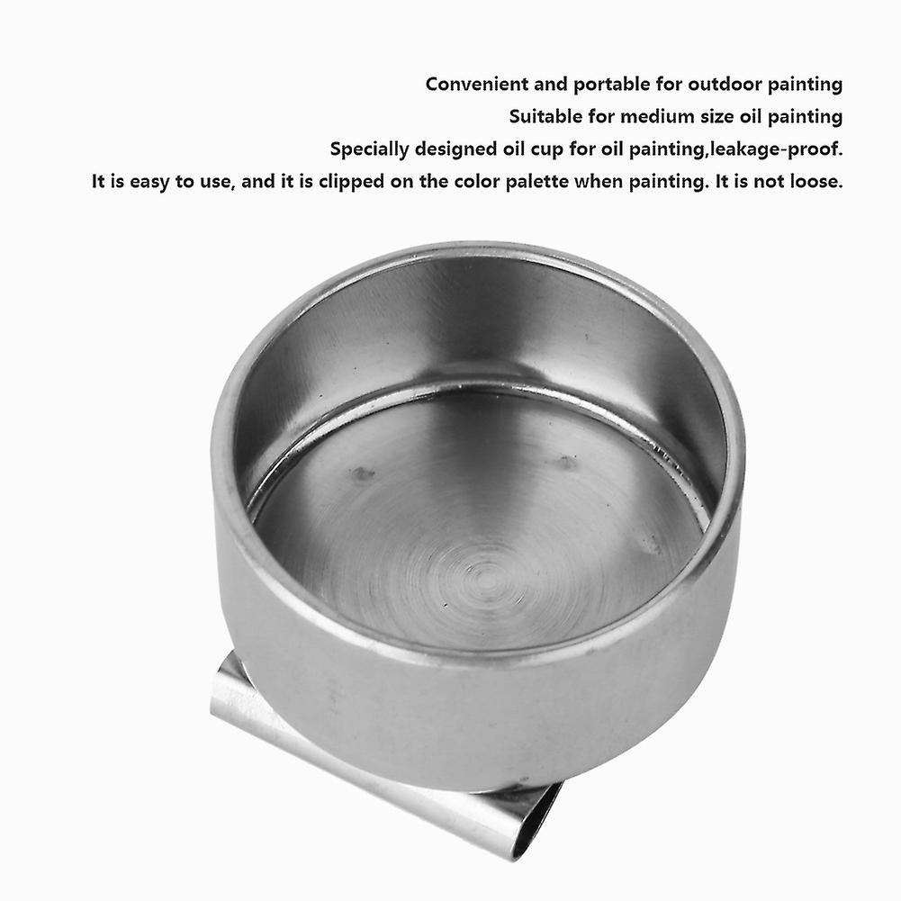 Stainless Steel Oil Painting Cup Double/single Dipper Palette Container Cup (f-307 With Cover)