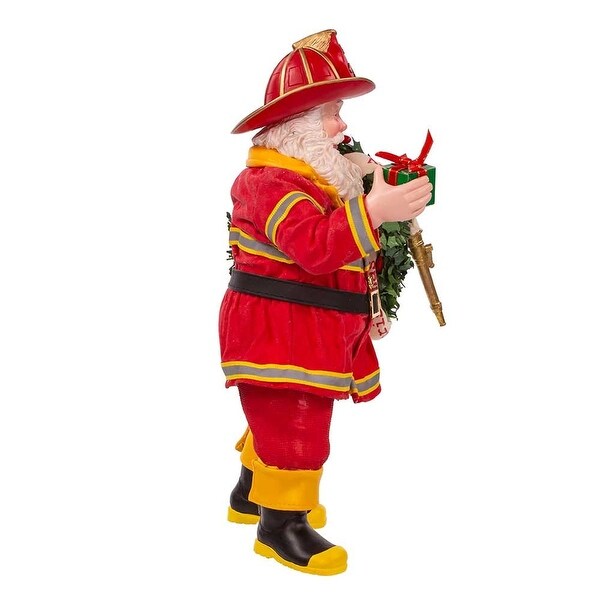 Kurt Adler 11Inch Fabriché Fireman Santa with Wreath and Hose