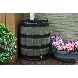 Good Ideas Rain Vault 50 Gal. Darkened Ribs Oak Rain Barrel RVT-DR-OAK