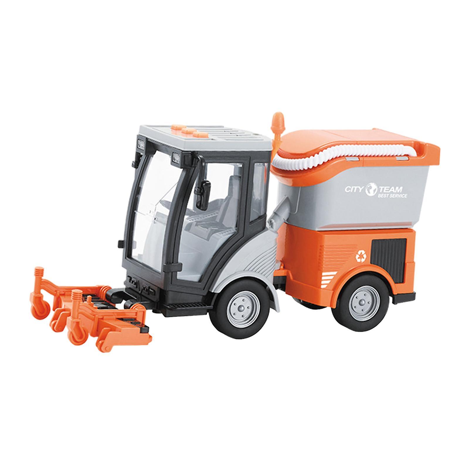 Heavy Duty Cleaning Vehicle Kids 1/16 Street Sweeper Truck Birthday Gift Orange