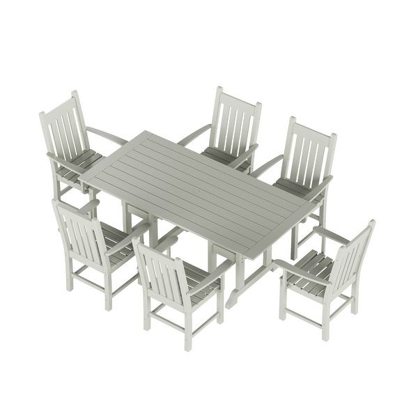 Polytrends Laguna Hdpe All Weather Outdoor Patio Dining Set with Rectangle Table，Arm Chairs (7Piece Set)