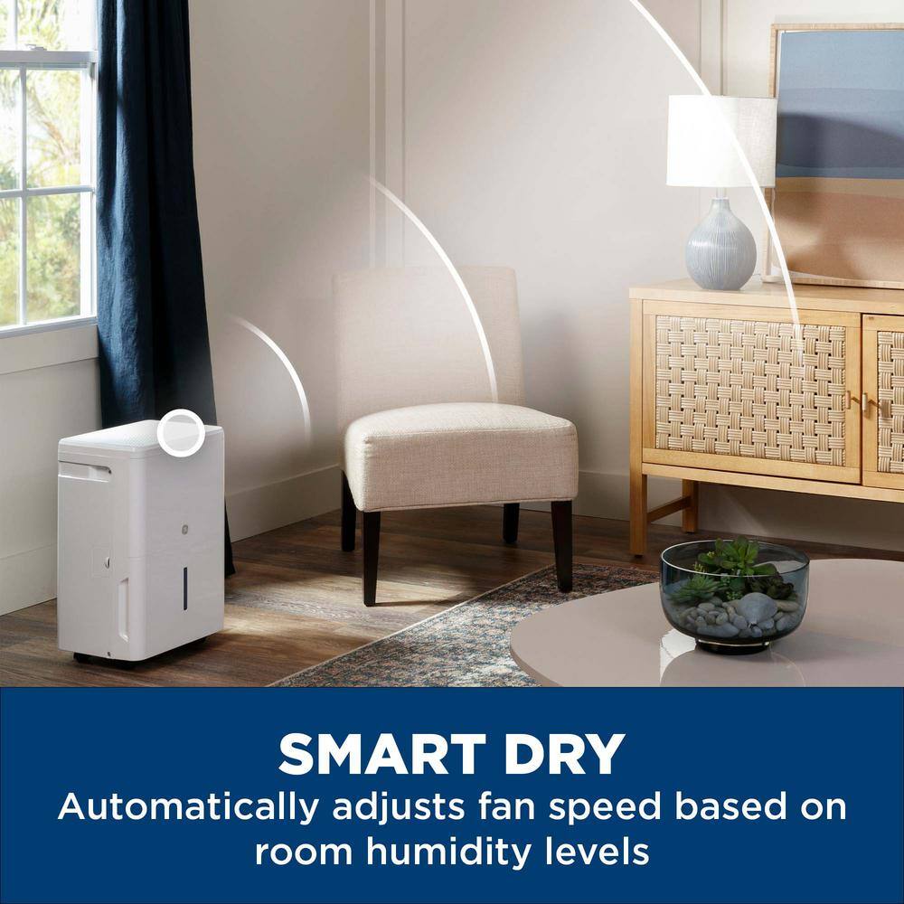 GE 35 pt. Dehumidifier with Smart Dry for Bedroom Basement or Very Damp Rooms up to 3000 sq. ft. in White ENERGY STAR ADHL35LA