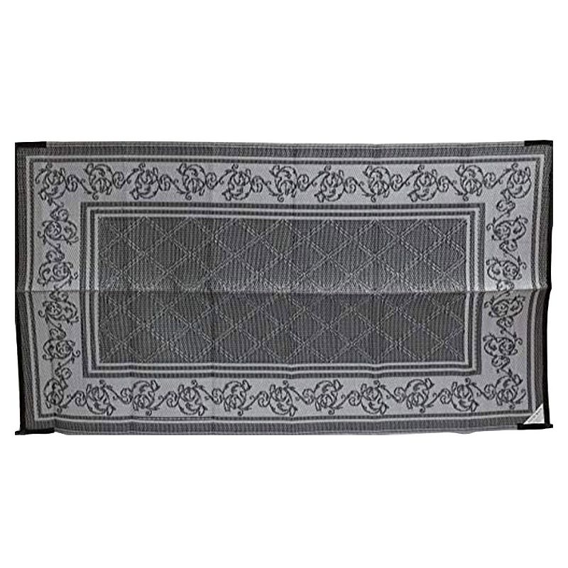 EEZ-RV Products 9 x 12 Foot Reversible Outdoor Mat for Patios and RVs， Grey Vine