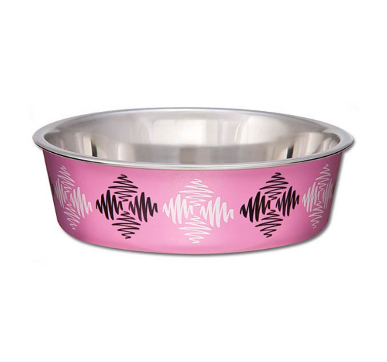 Bella Bowl Argyle Pink Dog Bowl， M