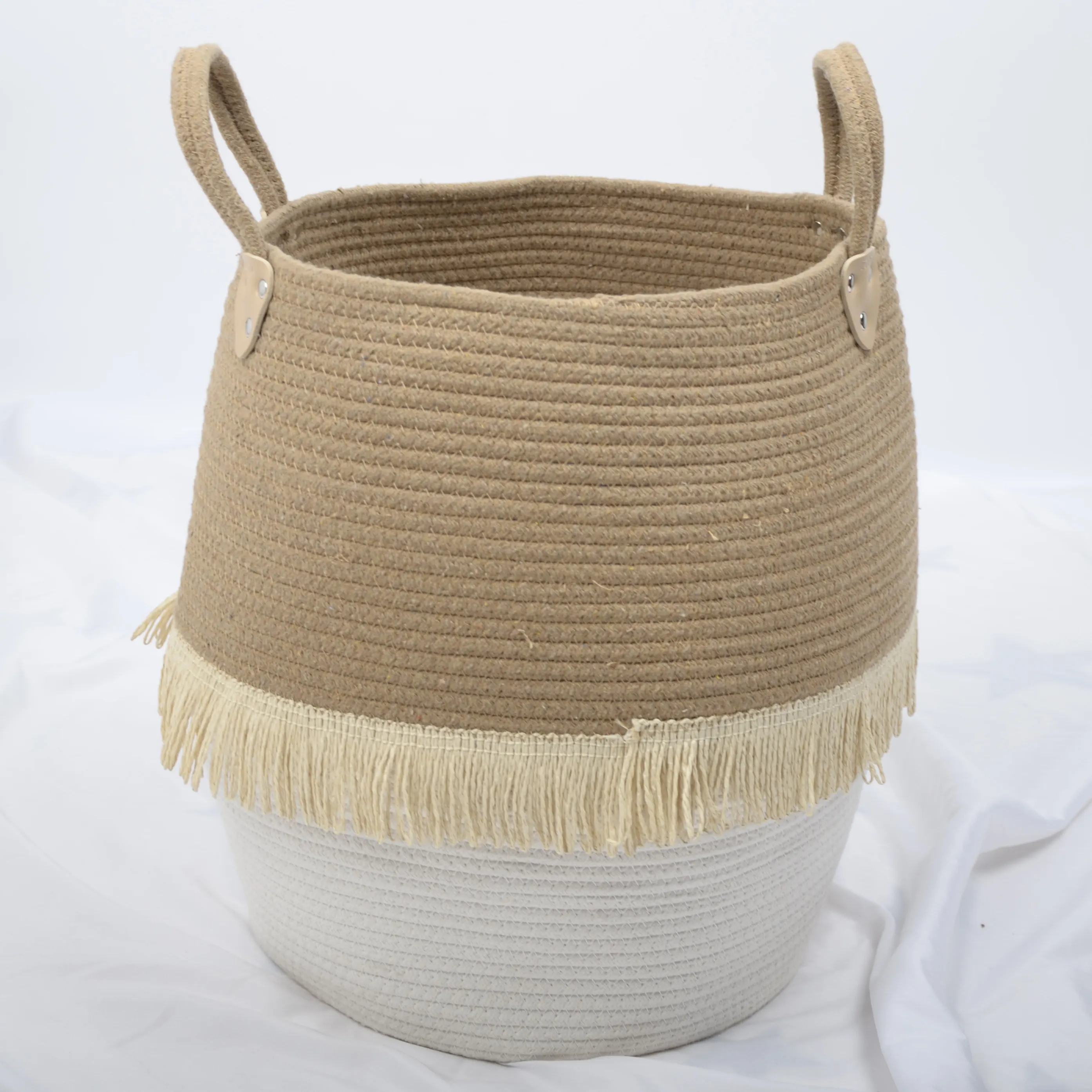 XXXL size cotton rope basket woven baby laundry basket with handle receiving quilt cushion thread laundry basket