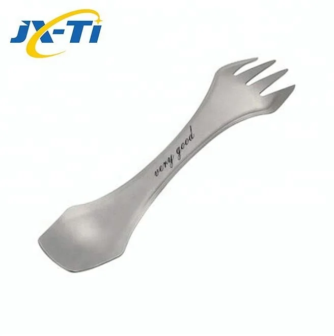 Titanium ultralight multiduty travel utensils cutlery set 3 in 1 knife fork double end titanium spoon spork