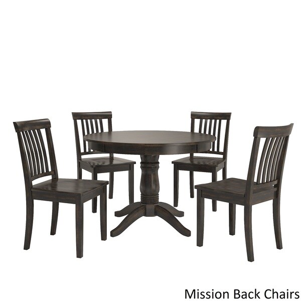 Wilmington II Round Pedestal Base Antique Black 5-Piece Dining Set by iNSPIRE Q Classic