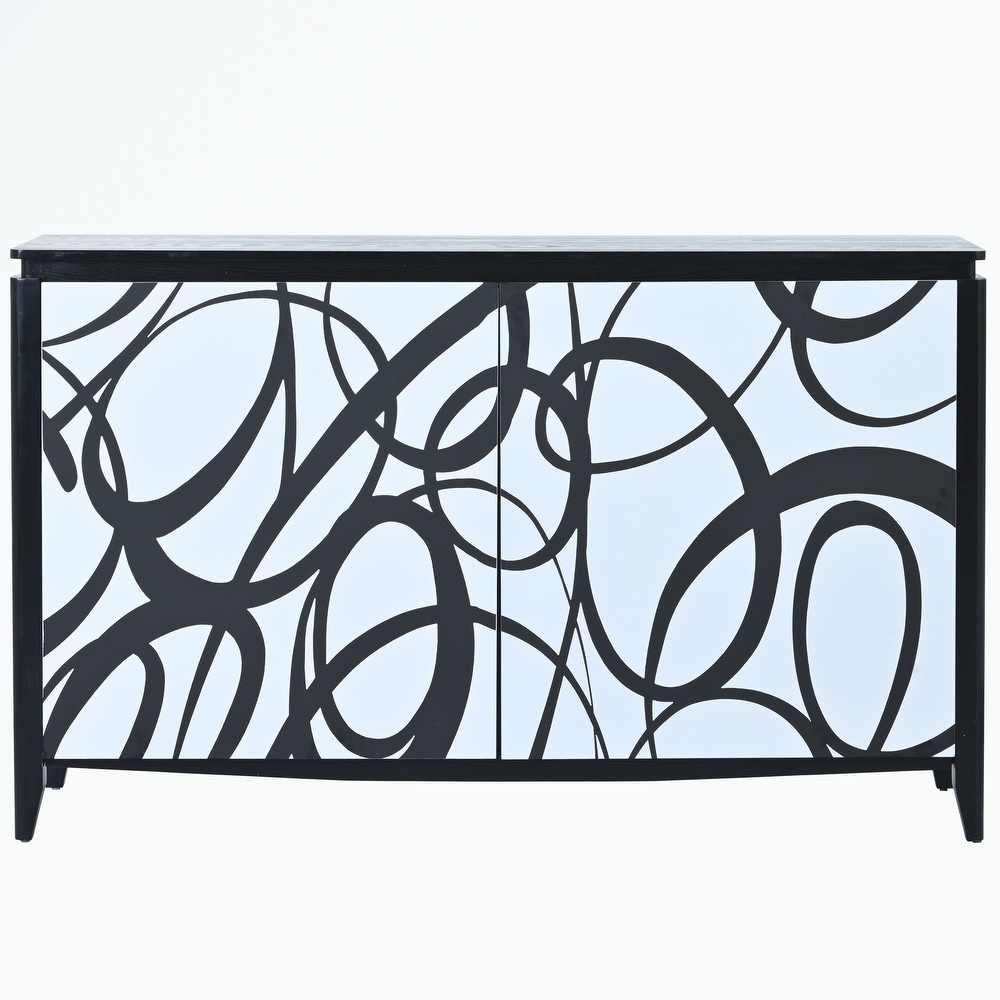 Sideboard Buffet with 2 Decorative Doors  2 Drawers and 4 shelves