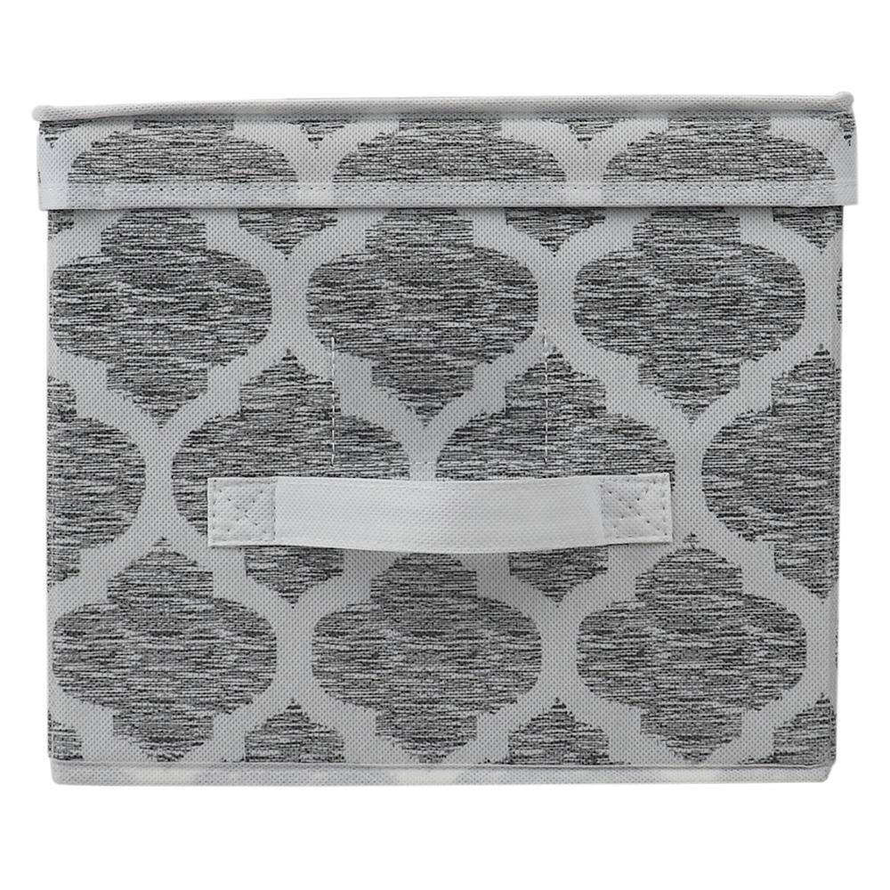 Home Basics 10 in. H x 15.75 in. W x 11.8 in. D Gray Fabric Cube Storage Bin HDC75248