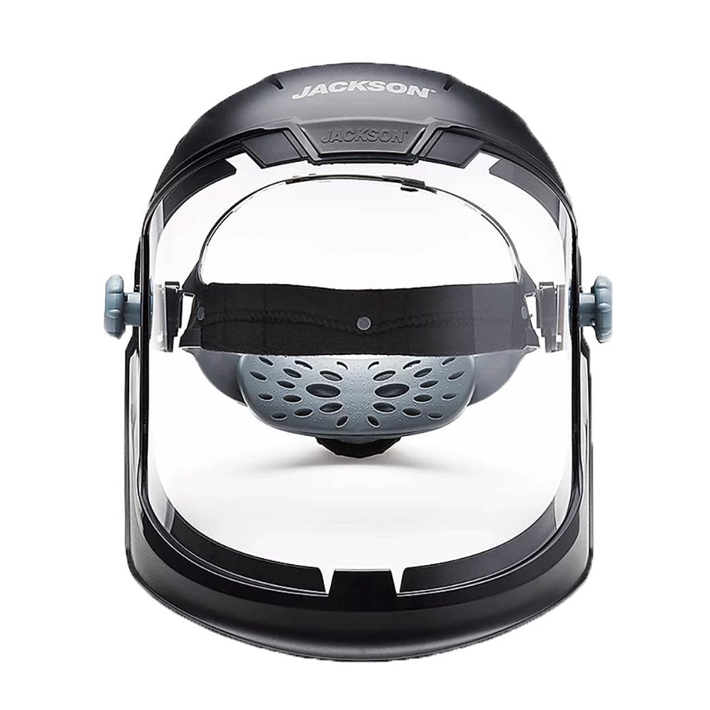 Lightweight MAXVIEW Premium Face Shield with Ratcheting Headgear， Clear Tint， Anti-Fog Coating， Black