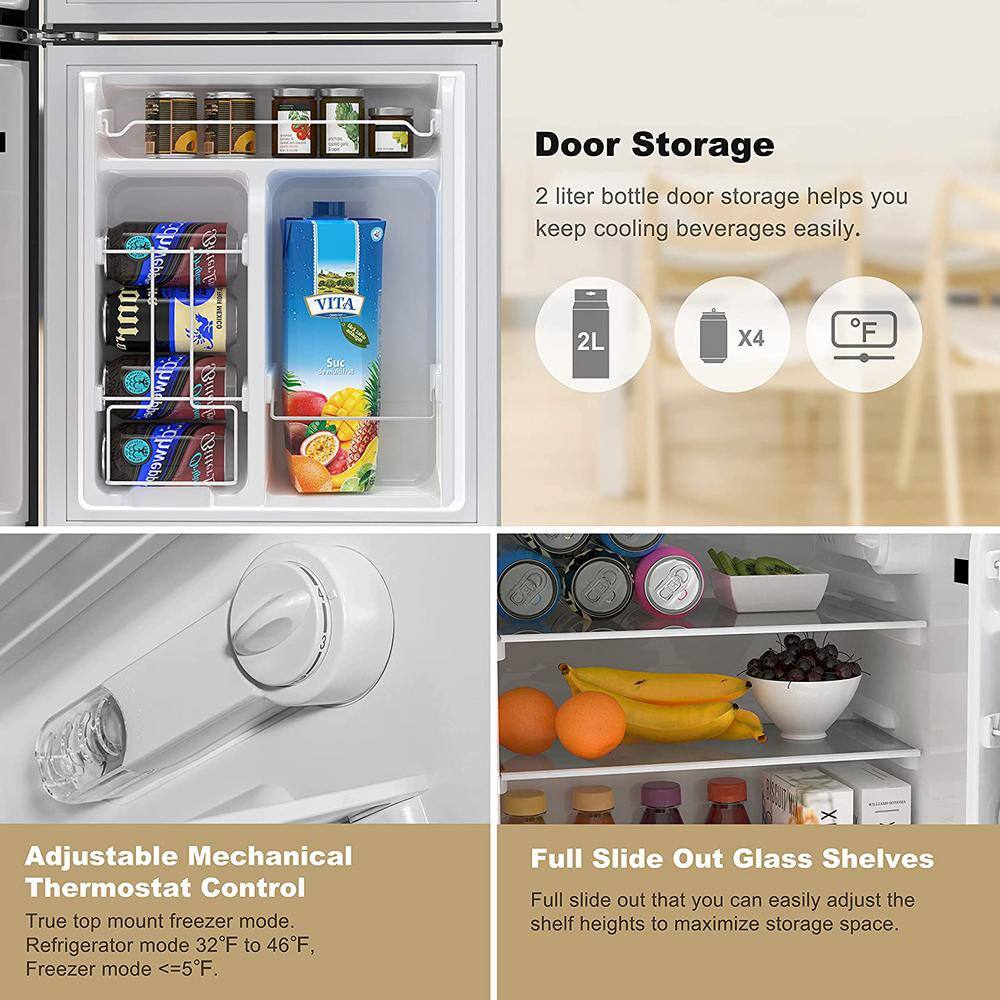 Whirlpool 3.1 cu. ft. Mini Fridge in Stainless Steel with Dual Door True Freezer WHR31TS4E