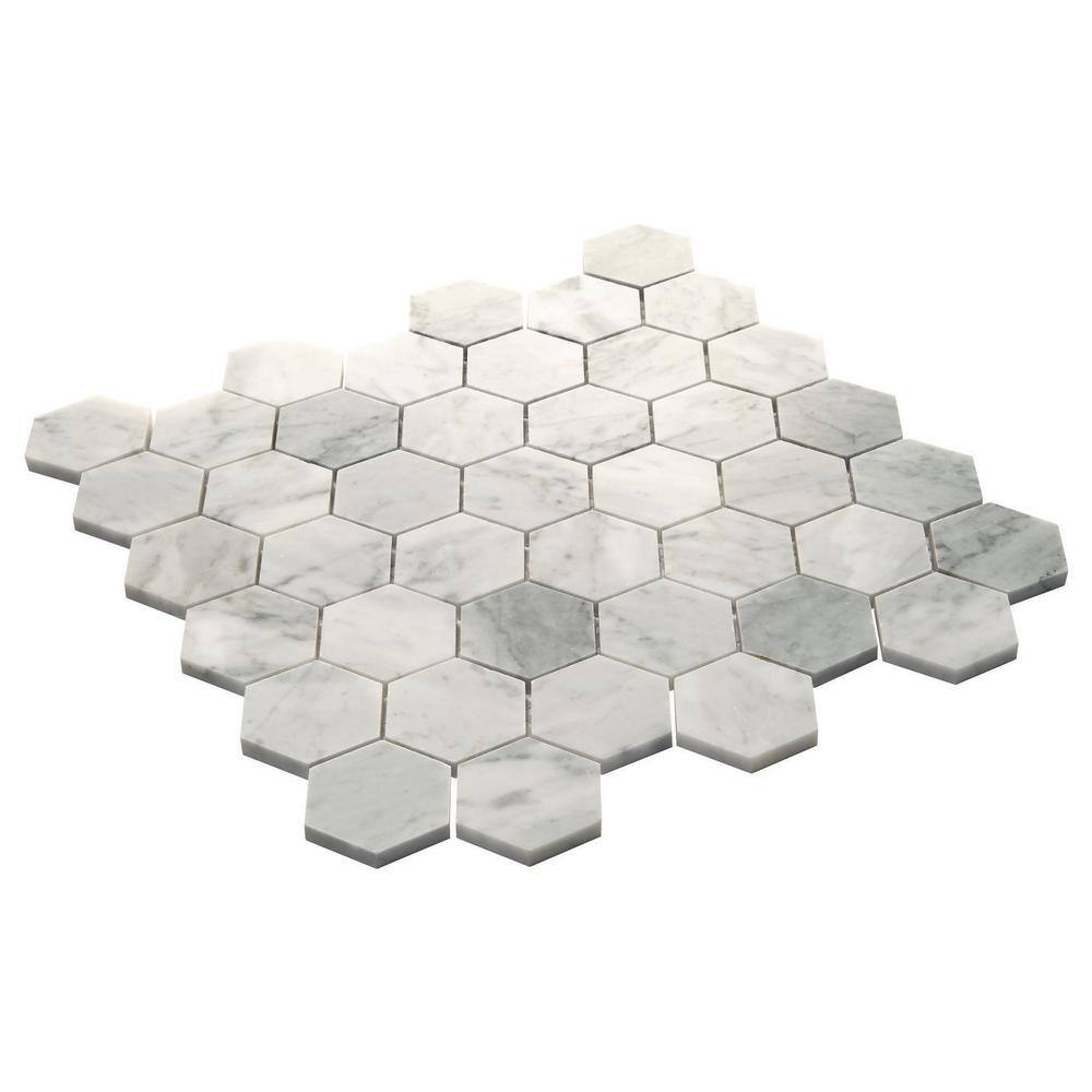 Daltile Restore Mist Honed 12 in. x 12 in. Marble Mosaic Tile (0.97 sq. ft. piece) ST832HEXCCMS1U