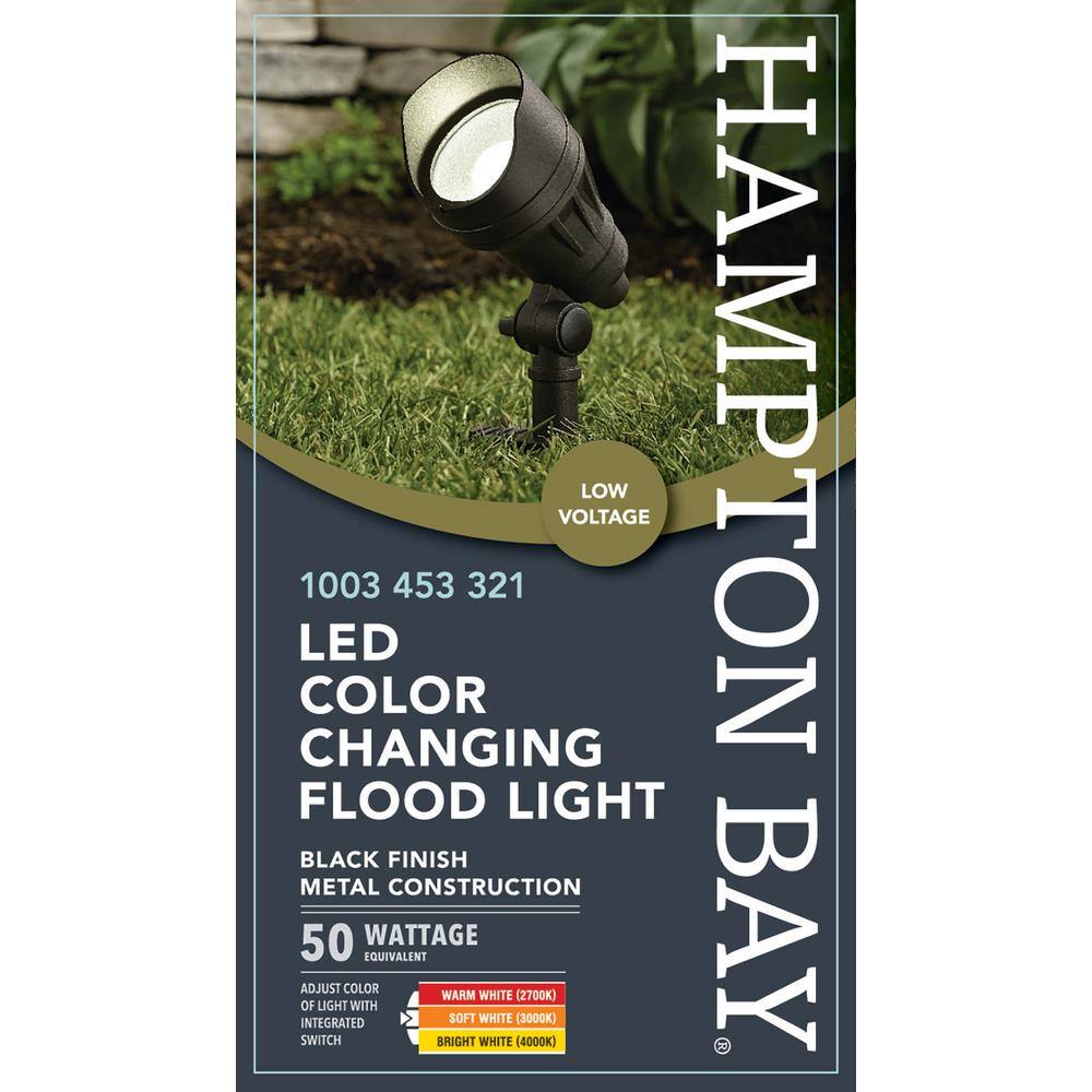 Hampton Bay 9.8-Watt Millennium Black Adjustable Light Color Outdoor Integrated LED Landscape Flood Light IWH1501L-3