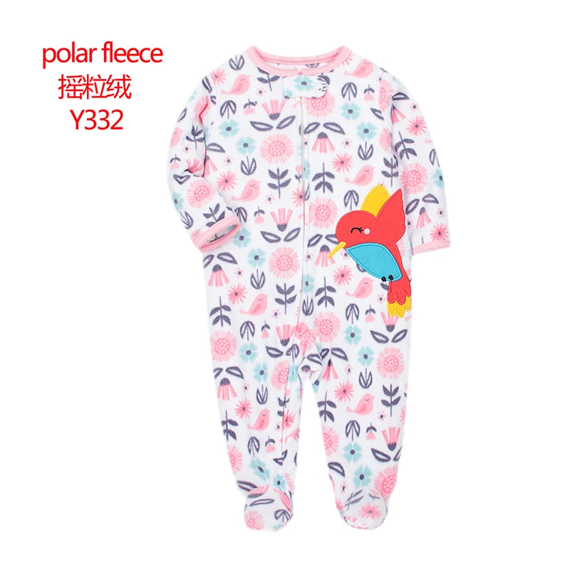 Docinmom 2023 Baby Warm Clothes Fleece Romper Cartoon Fox Unicorn Dinosaur Sleepwear New Born Bebe Clothing Jumpsuit Coverall