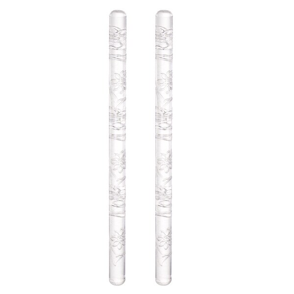 2pcs Acrylic Embossed Rolling Pin 16cm x 1cm Rose Pattern - Transparent