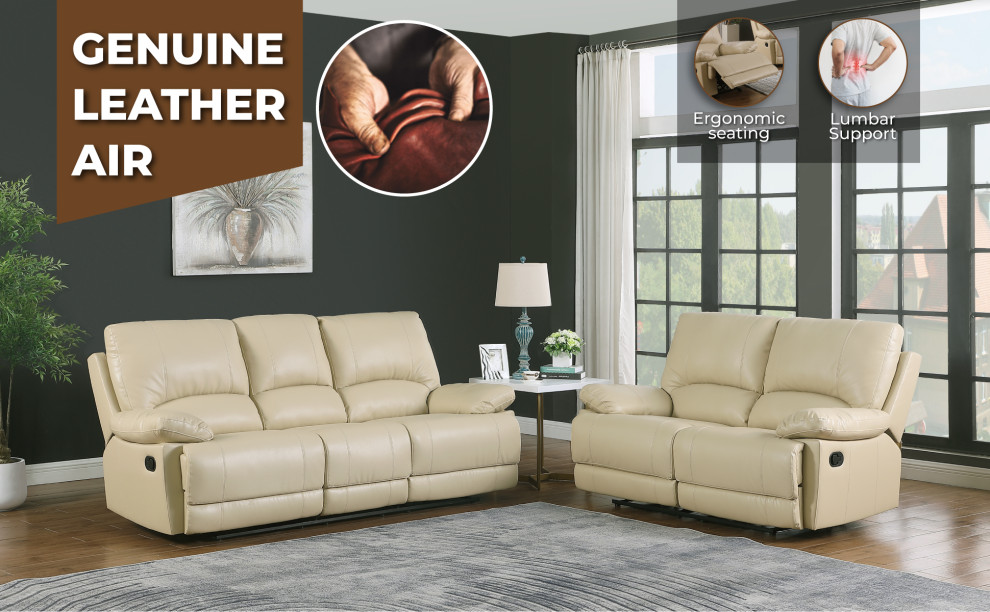 Anthony Leather Air Match Sofa Set   Contemporary   Living Room Furniture Sets   by Luxuriant Furniture  Houzz