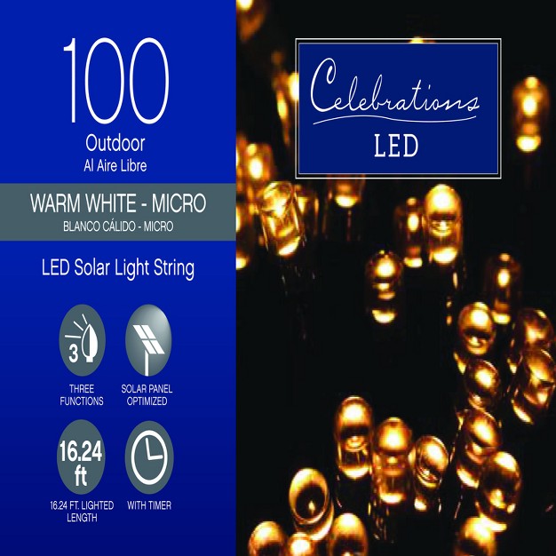 Celebrations Led Micro 5mm Clear warm White 100 Ct String Christmas Lights 16 24 Ft