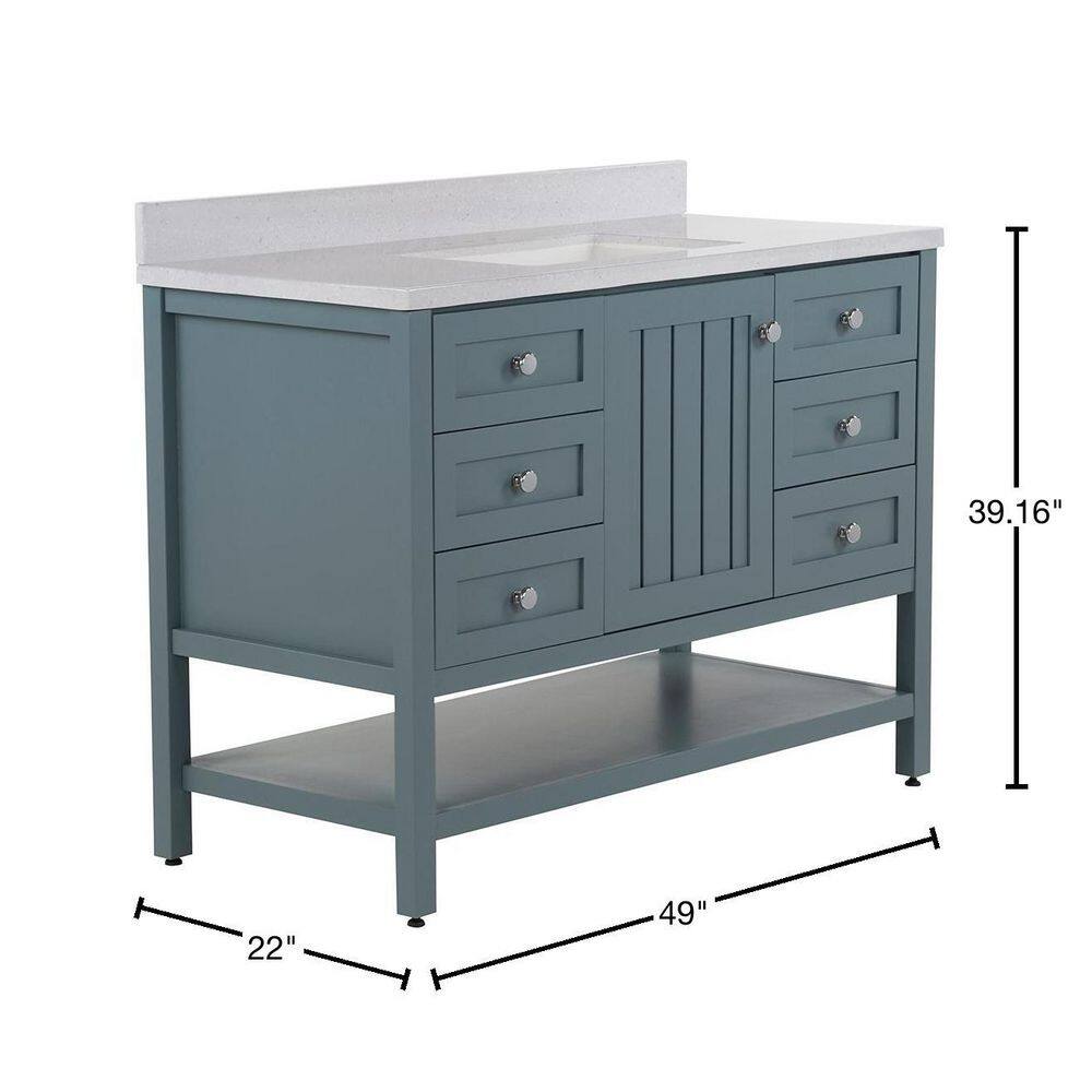 Home Decorators Collection Lanceton 49 in. W x 22 in. D Bath Vanity in Sage with Solid Surface Vanity Top in Titanium with White Sink LT48P2V8-SE