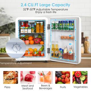 Costway 2.4 cu. ft. Compact Refrigerator Auto Defrost Reversible Door Mini Fridge in White without Freezer EP24437US-IV