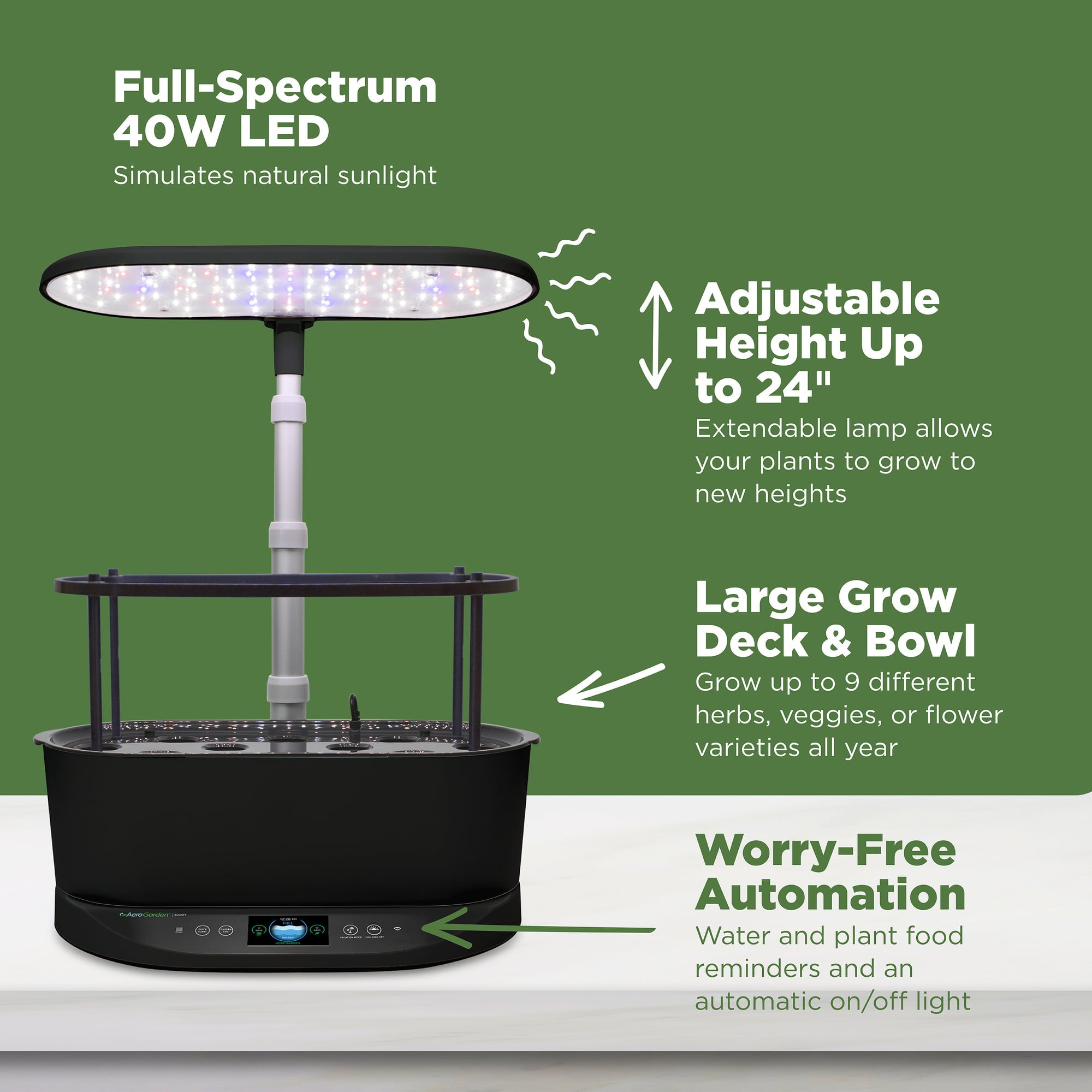 AeroGarden Bounty - Indoor Garden with LED Grow Light， White