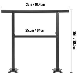 VEVOR 36 in. W x 35 in. H Adjustable Handrail Fits 2 Steps or 3 Steps Aluminum Handrails for Outdoor Steps Black TFDGLZHS3FTWRZMM5V0