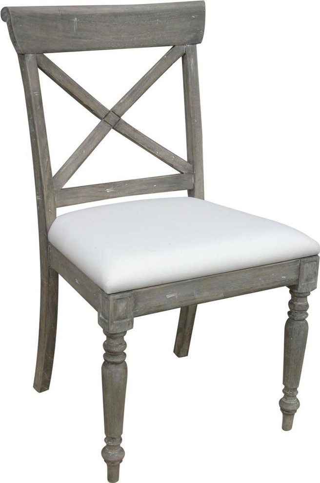 Side Chair TRADE WINDS Cross Back Riverwash Gray Mahogany Frame   Farmhouse   Dining Chairs   by EuroLuxHome  Houzz