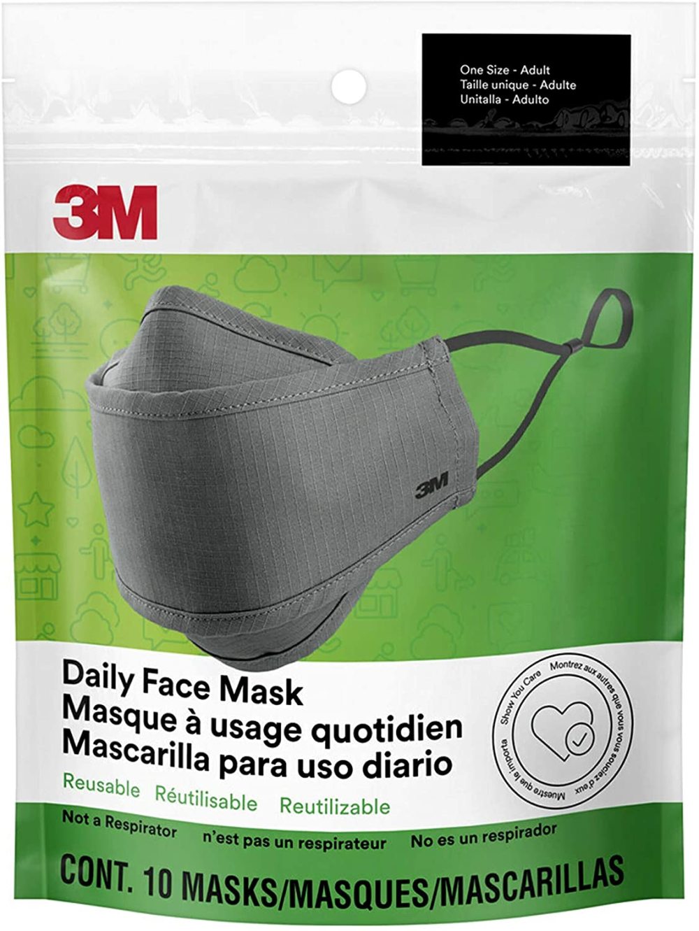 3M? Daily Face Mask， Reusable， 5 Pack